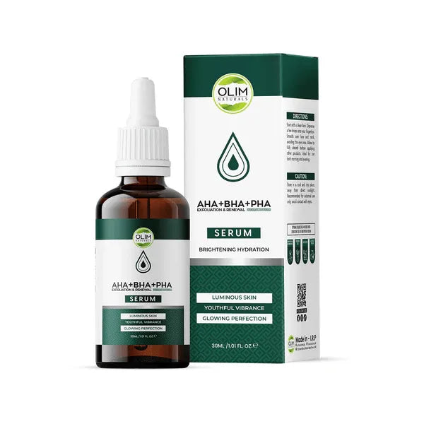 Olim Naturals - AHA + BHA + PHA Brightening and Exfoliating Serum for Oily and Acne-Prone Skin - 30ml